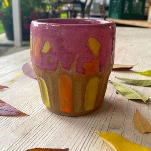 Colorful stoneware cup